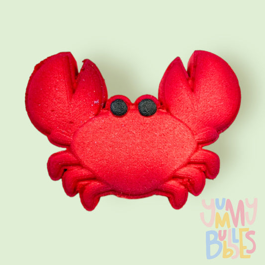 Red crab shaped bath bomb with black painted eyes