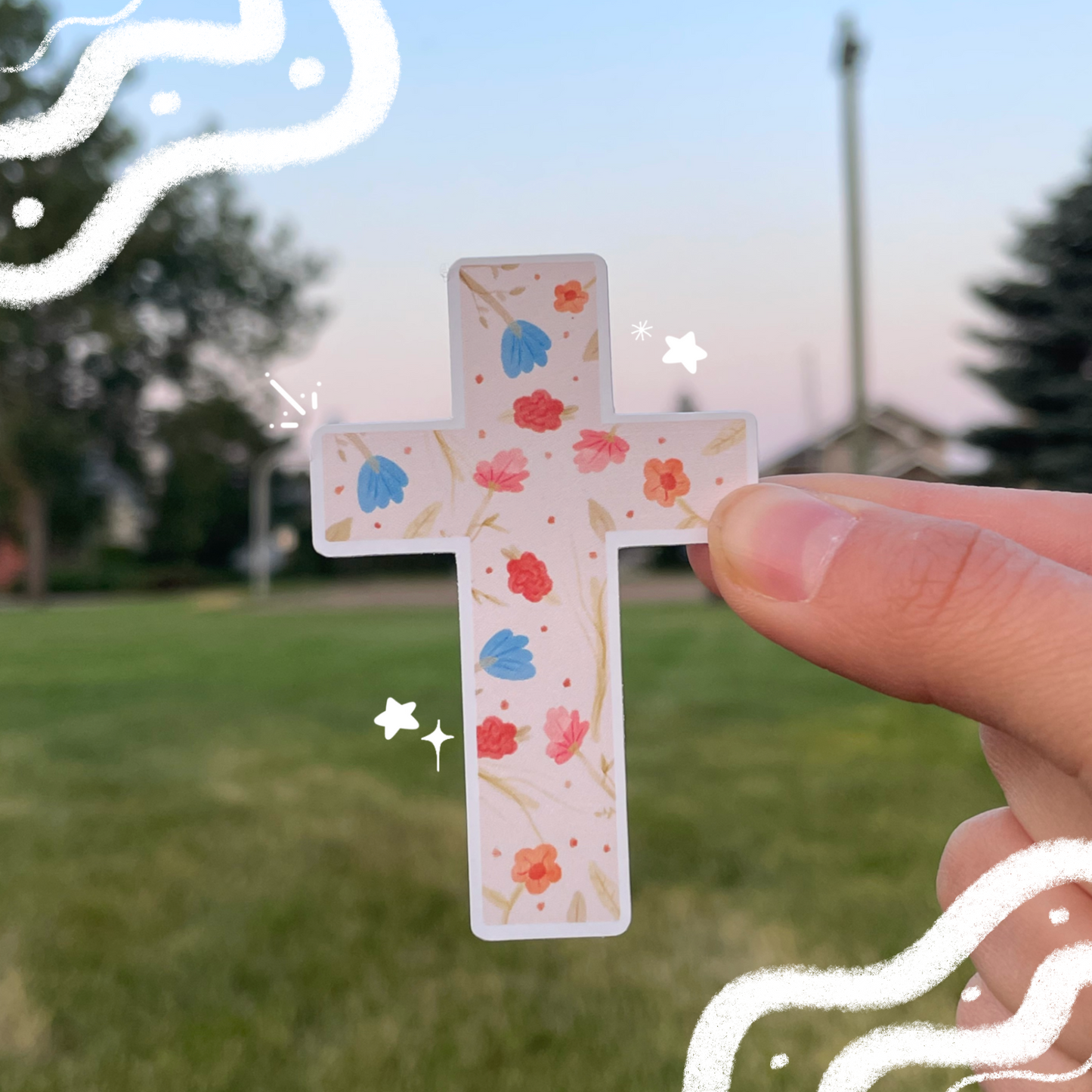 Floral Cross Sticker