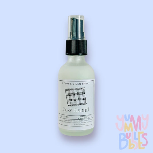 Room spray in tall glass spray bottles